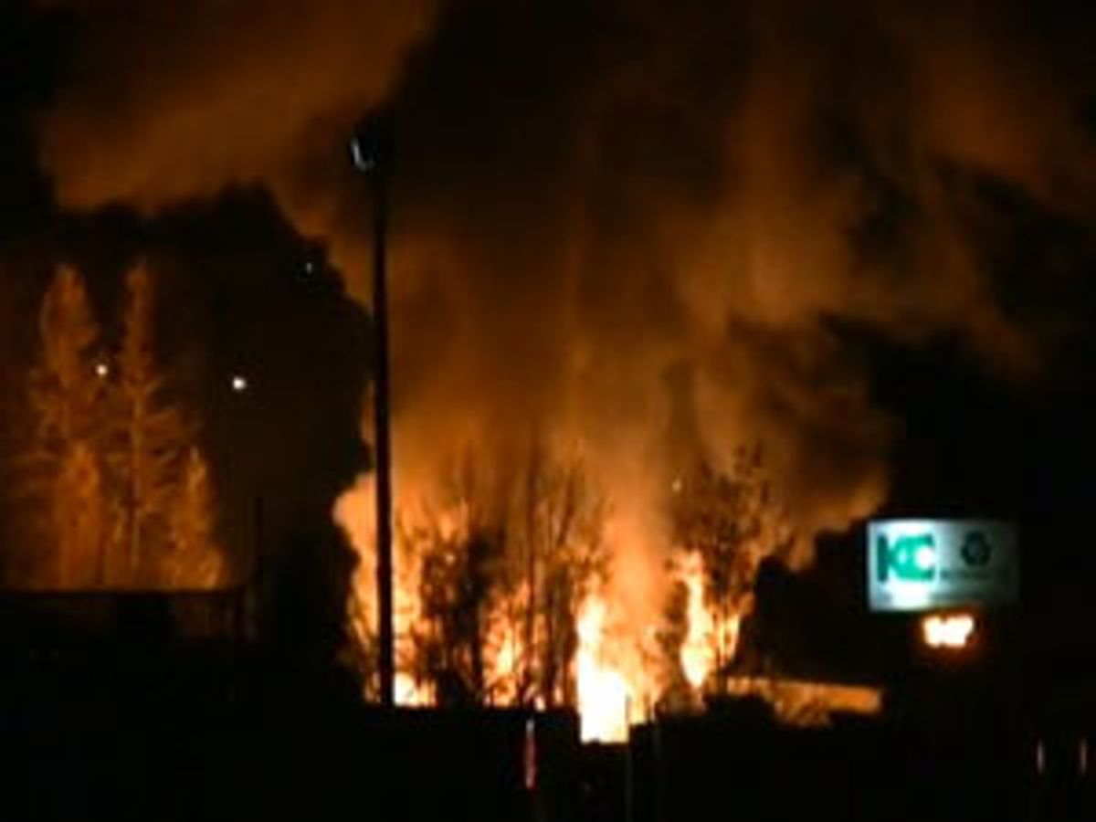 Photo of battery recycling plant in Trail, B.C.,  that went up in flames in November 2009