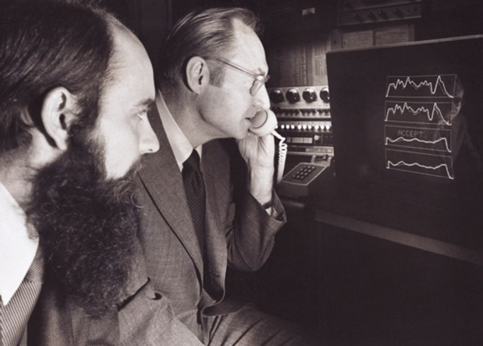 Photo of coinventors James L. Flanagan (right) and Robert Lummis