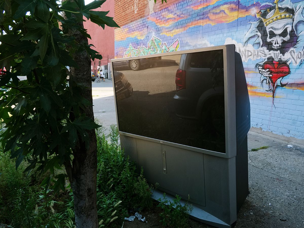 Photo of  discarded television set.
