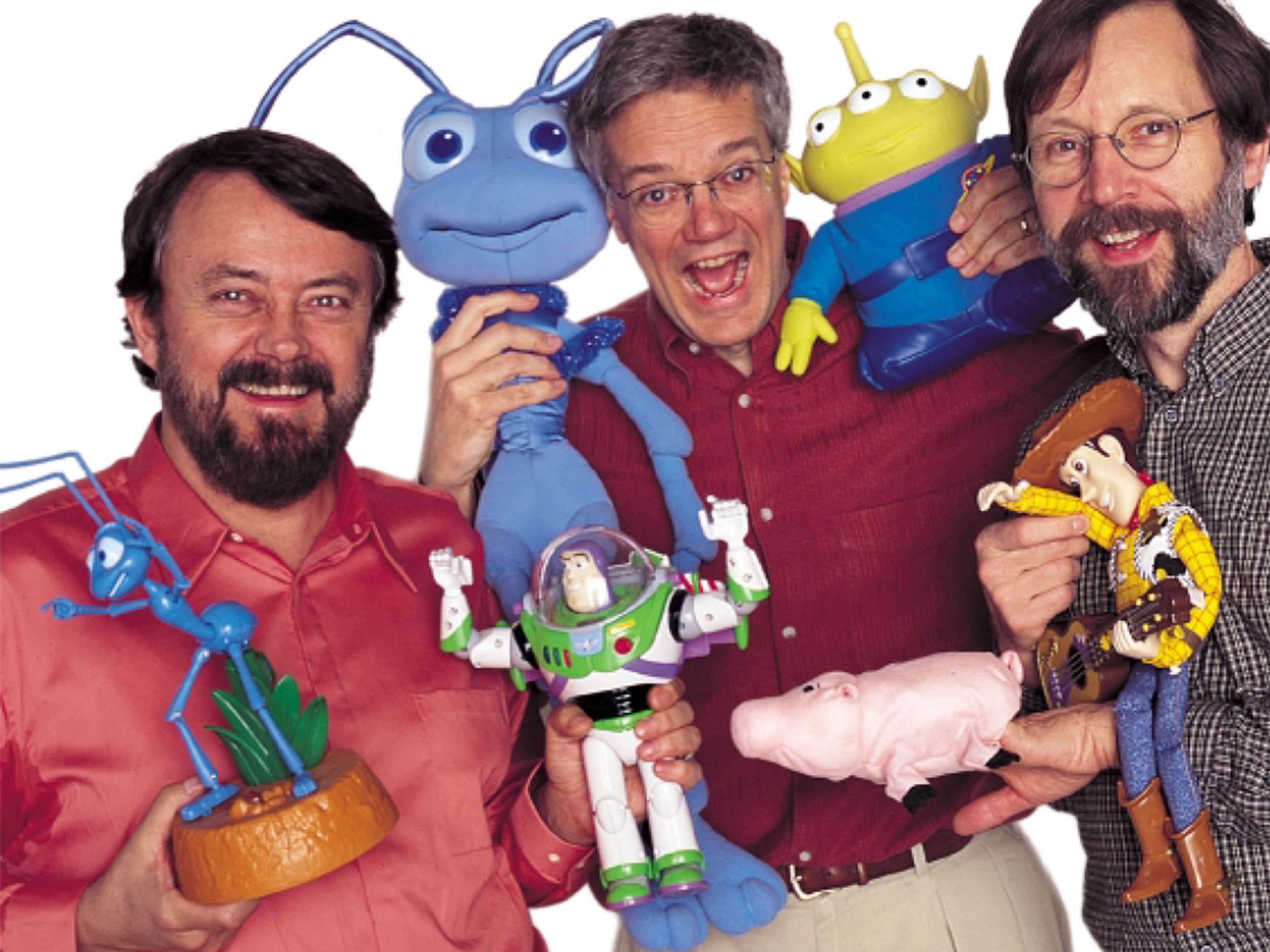 Photo of Pixar’s Loren Carpenter, Rob Cook, and Ed Catmull.