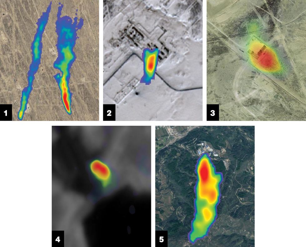 Photo of several images of methane plumes 