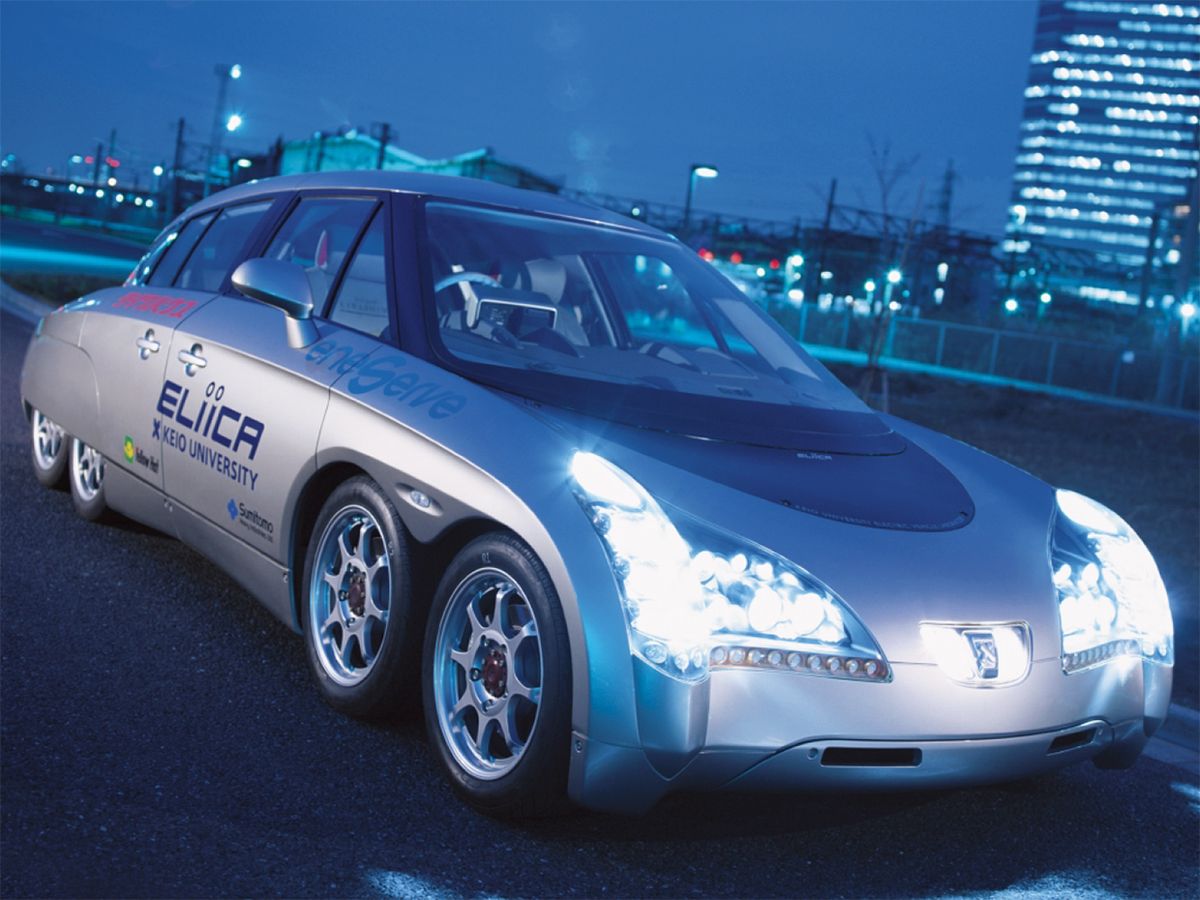 Photo of the Eliica electric car.