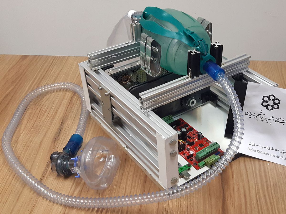 Photo of the low-cost and easy-to-build open source ventilator.