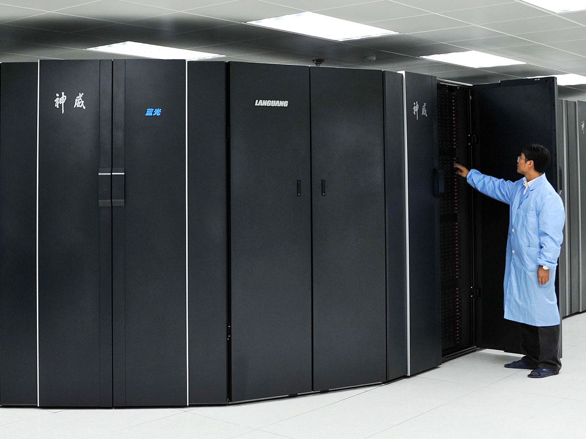Photo of The Sunway BlueLight supercomputer.