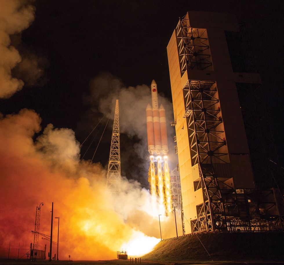Photo of the United Launch Alliance Delta IV Heavy rocket launched the Parker Solar Probe from Cape Canaveral Air Force Station, Fla., on 12 August 2018