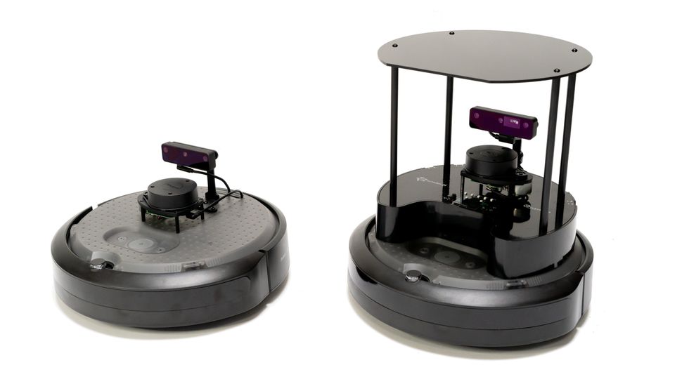 Photo of two versions of the TurtleBot 4 robot