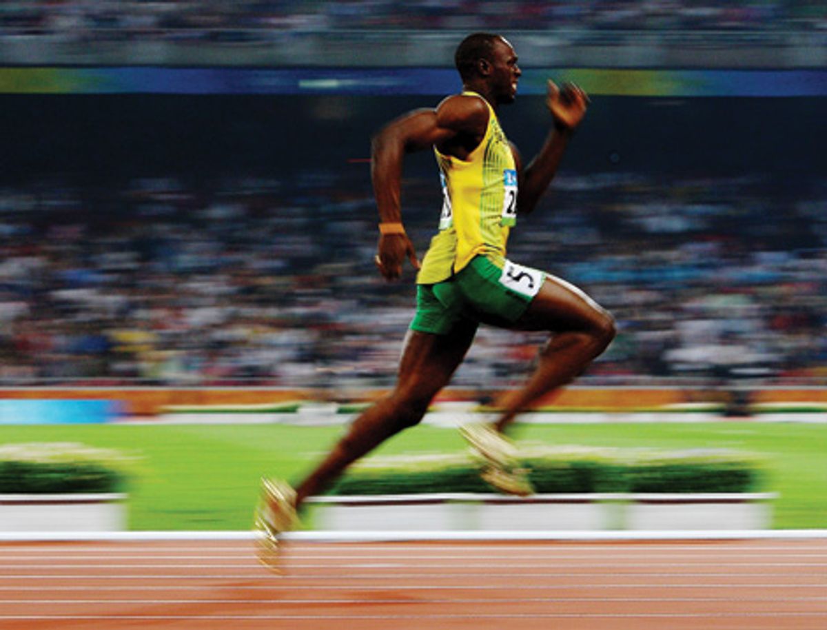 Photo of Usain Bolt running.