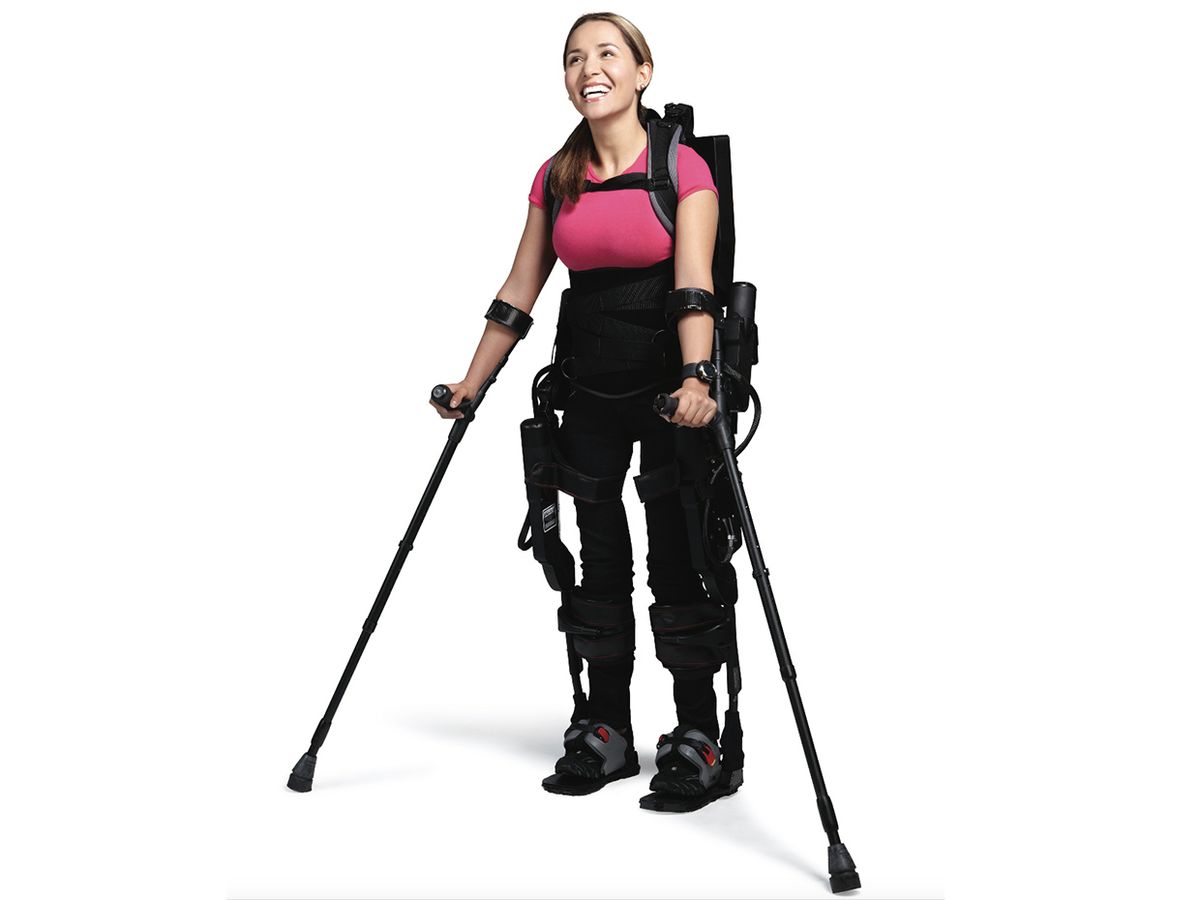 Photo of user Tamara Mena, in her exoskeleton.