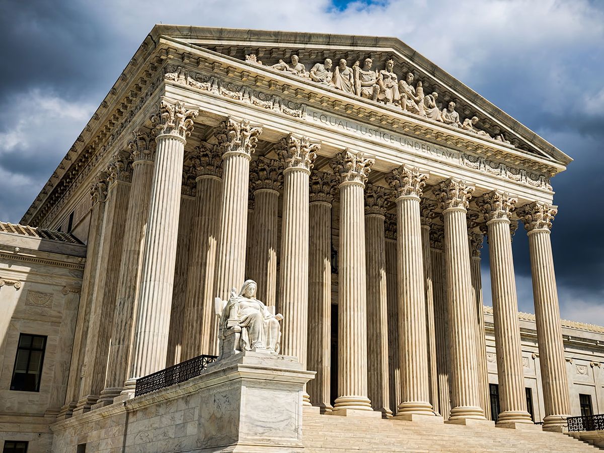 Photograph of the exterior of the U.S. Supreme Court building.