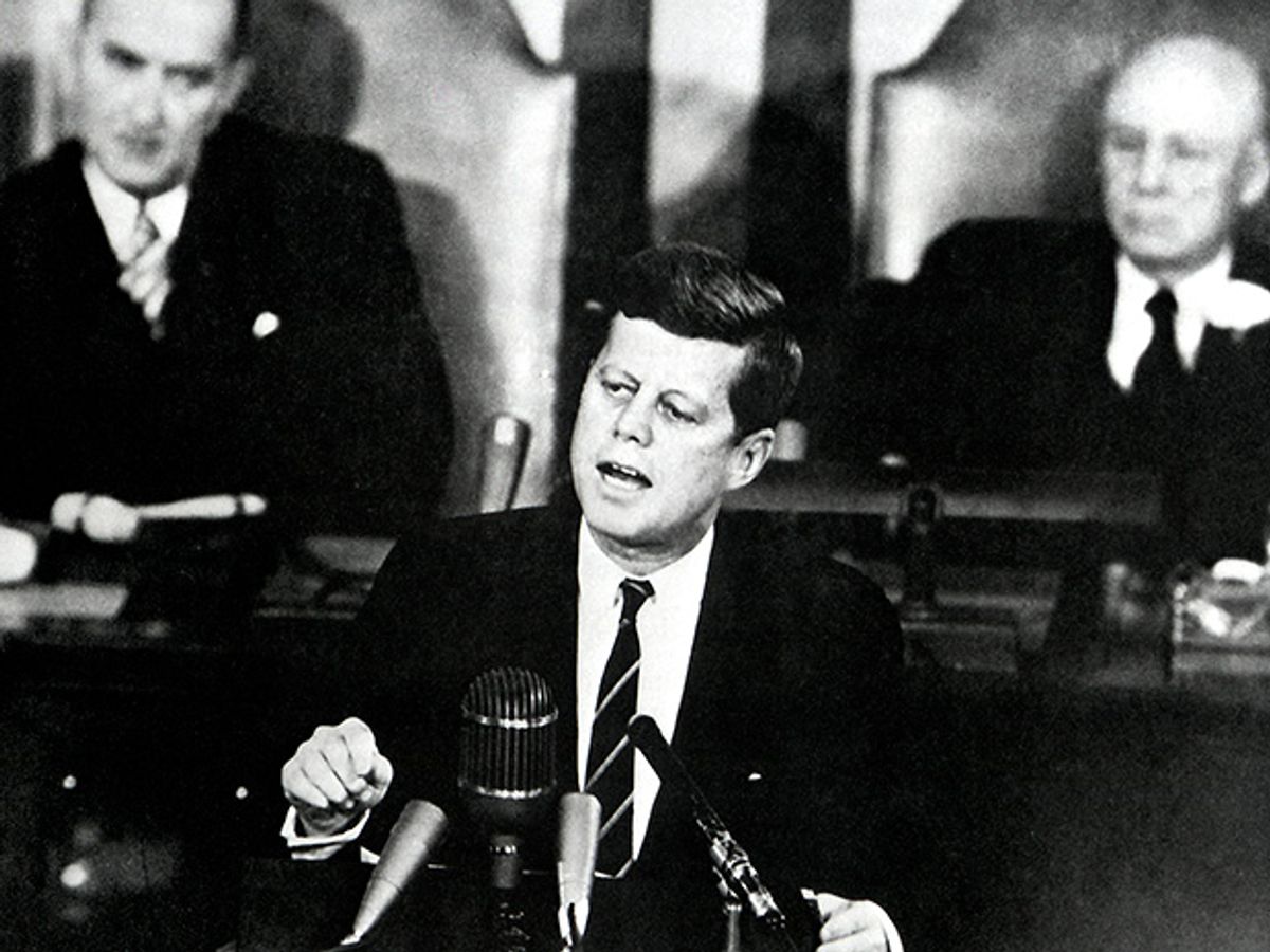 President Kennedy at his 1961 speech launching the Apollo program.