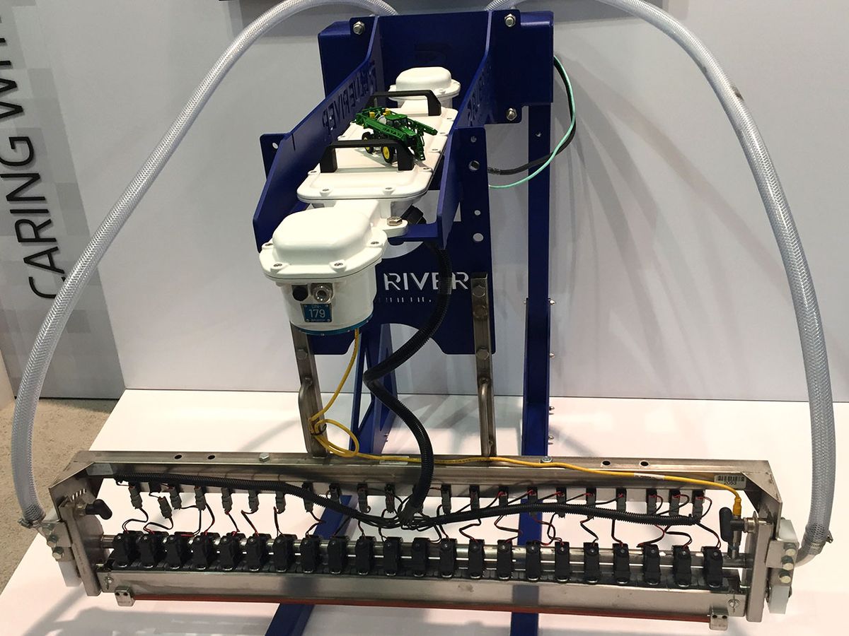 Prototype of the See & Spray from John Deere’s Blue River division seen at CES 2019.
