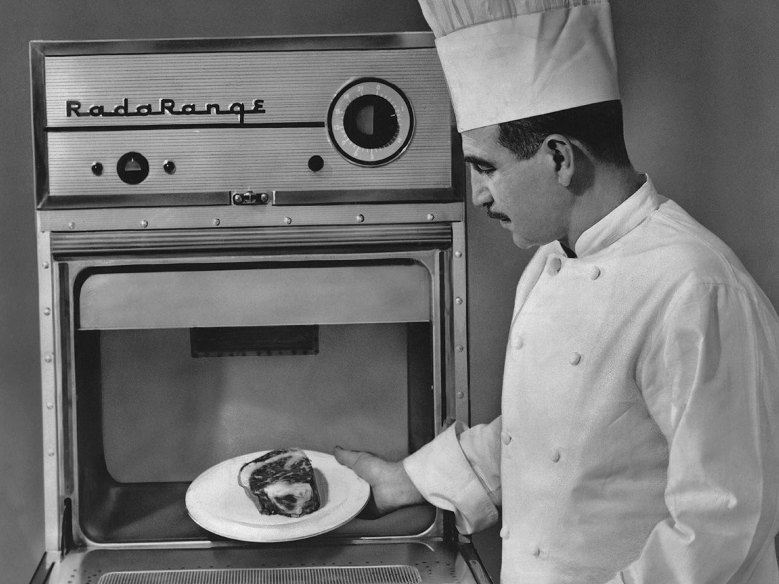 Raytheon’s Radarange III microwave oven debuted in 1955 and was sold in limited quantities to restaurants. 