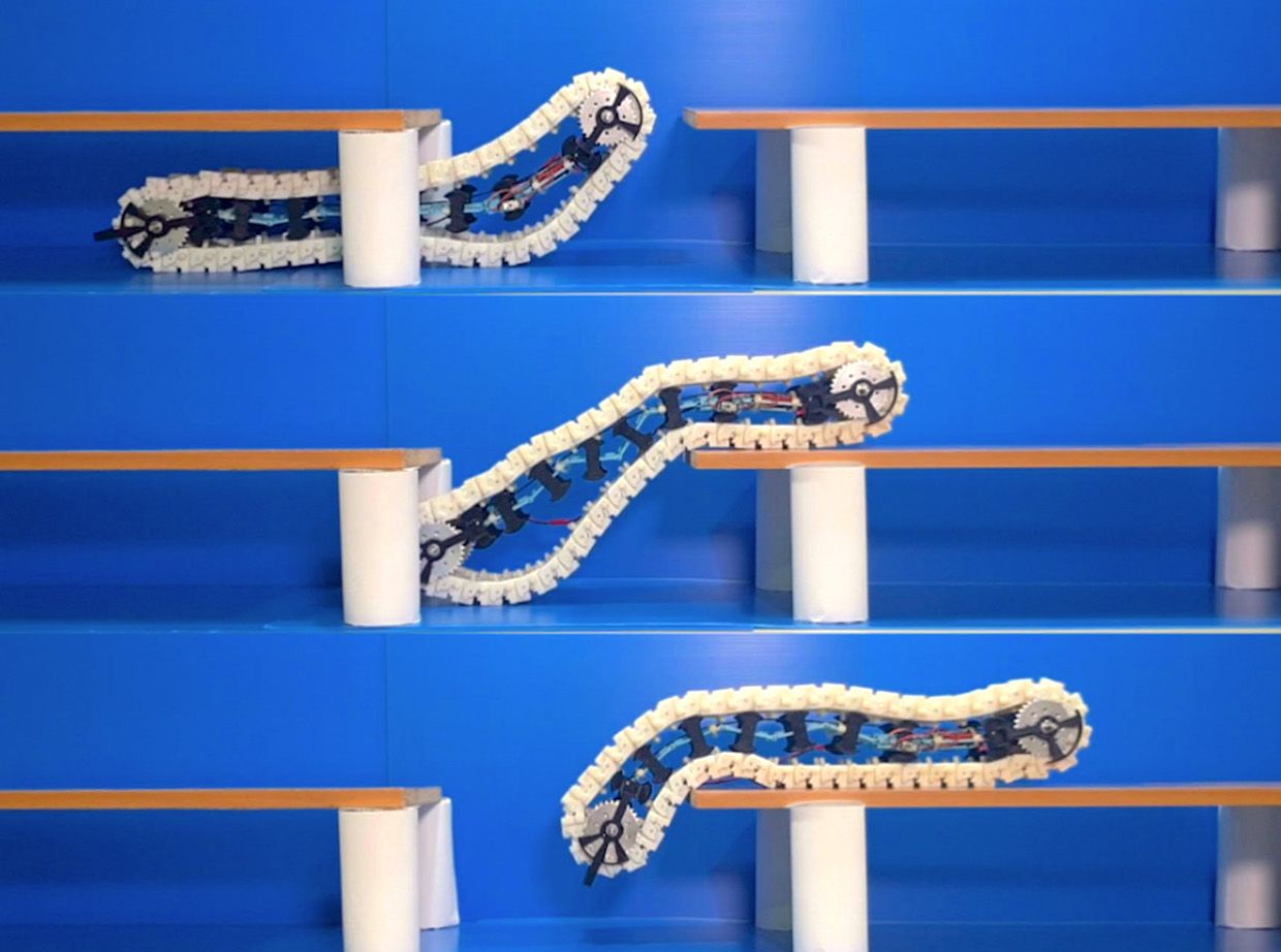 Reconfigurable Robot Can Climb Up Its Own Track