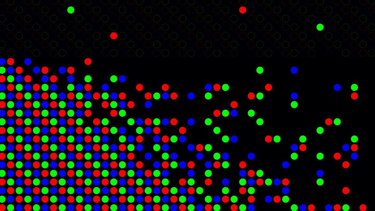 red-blue-and-green-dots-mass-in-rows-wit