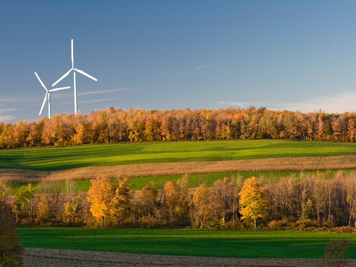 Image of New York state landscape with a wind mill.