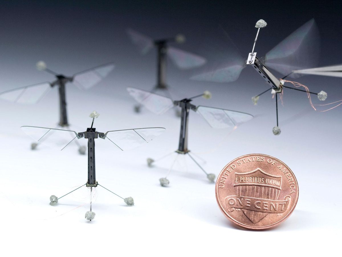 robobee robot compared to size of penny