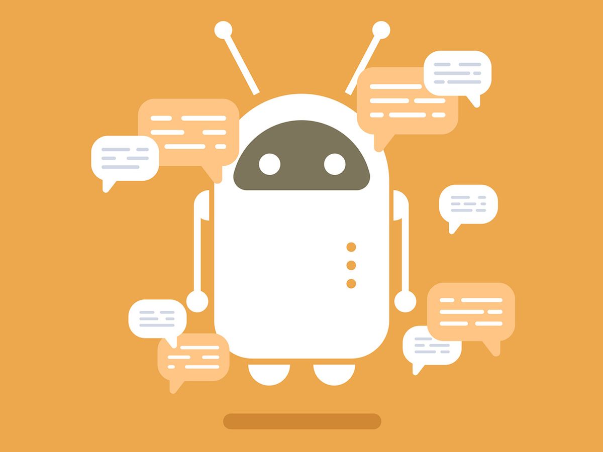 robot with word bubbles
