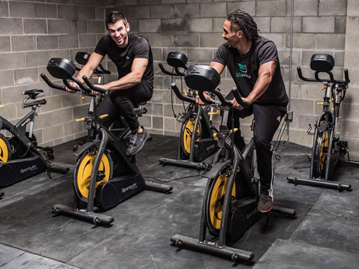Sacramento Eco Fitness cyclers pedal on SportsArt's ECO-POWR spinning bikes