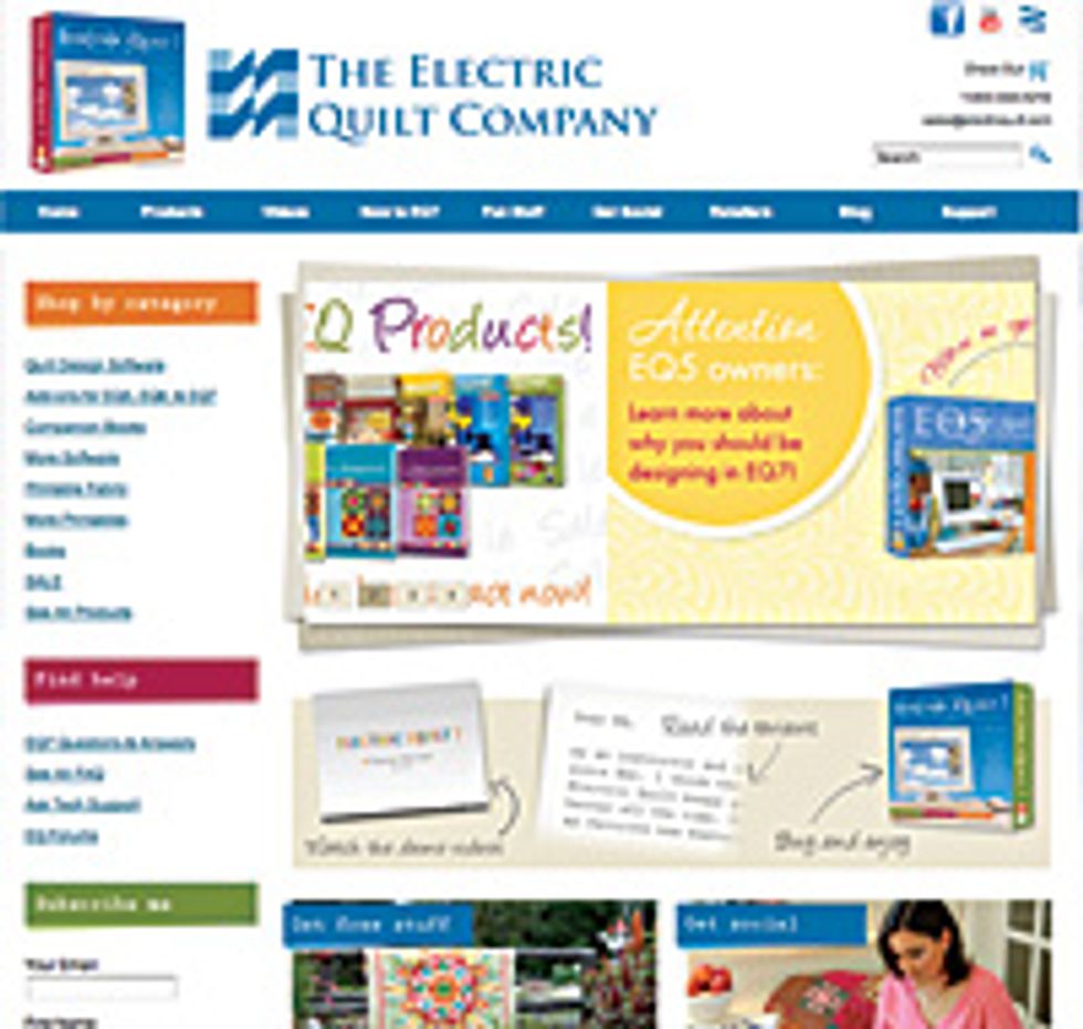 screenshot of the electric quilt company website
