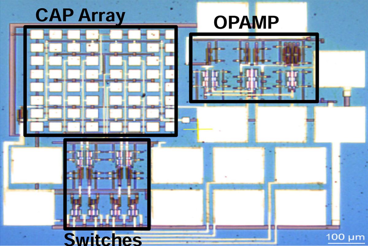 SHARC Attack: MIT's Self-Healing Analog with RRAM and CNFETs technology was used to make the carbon nanotube op amps in a 4-bit capacitive digital-to-analog converter.