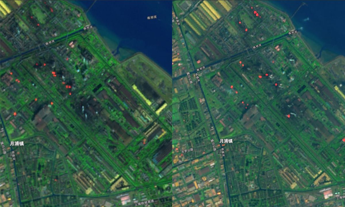 Side by side satellite images from December 30, 2019 (left) and January 29th, 2020, show that steel industry activity is still down in China.