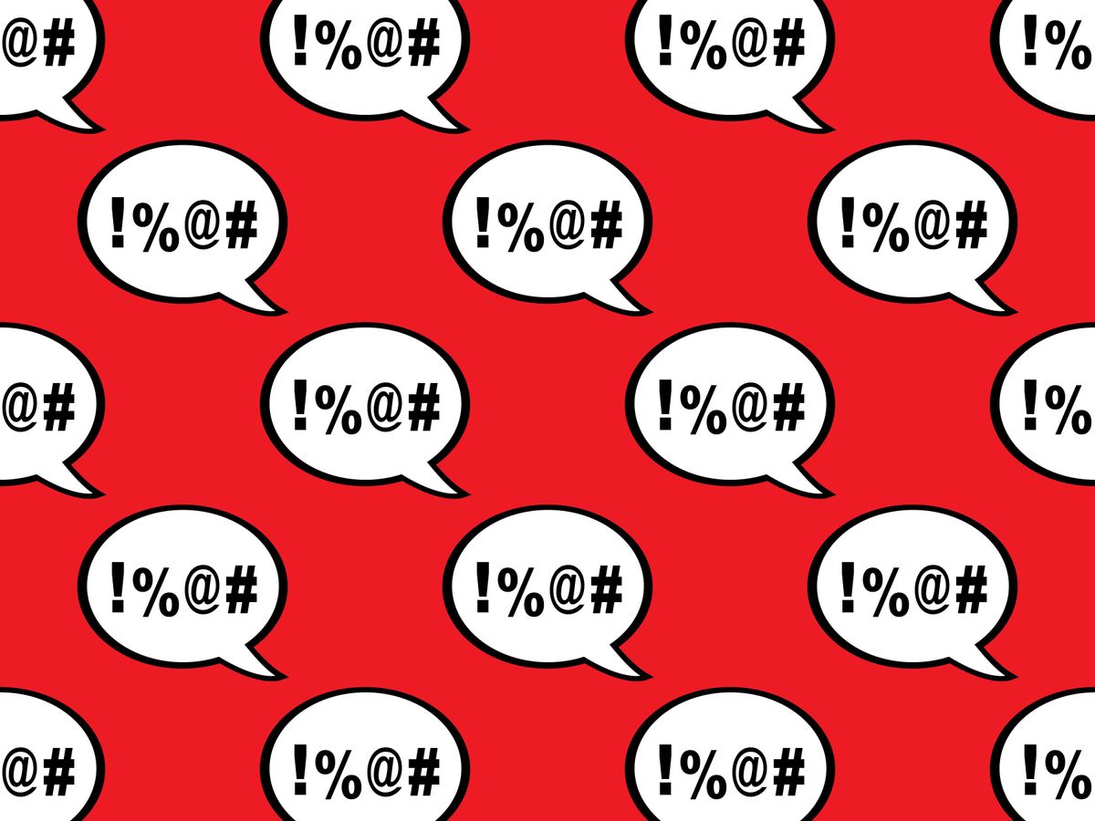 speech bubbles with special characters on a red background