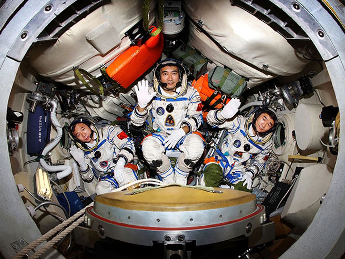 Taikonauts prepare for China’s first three-person spaceflight.