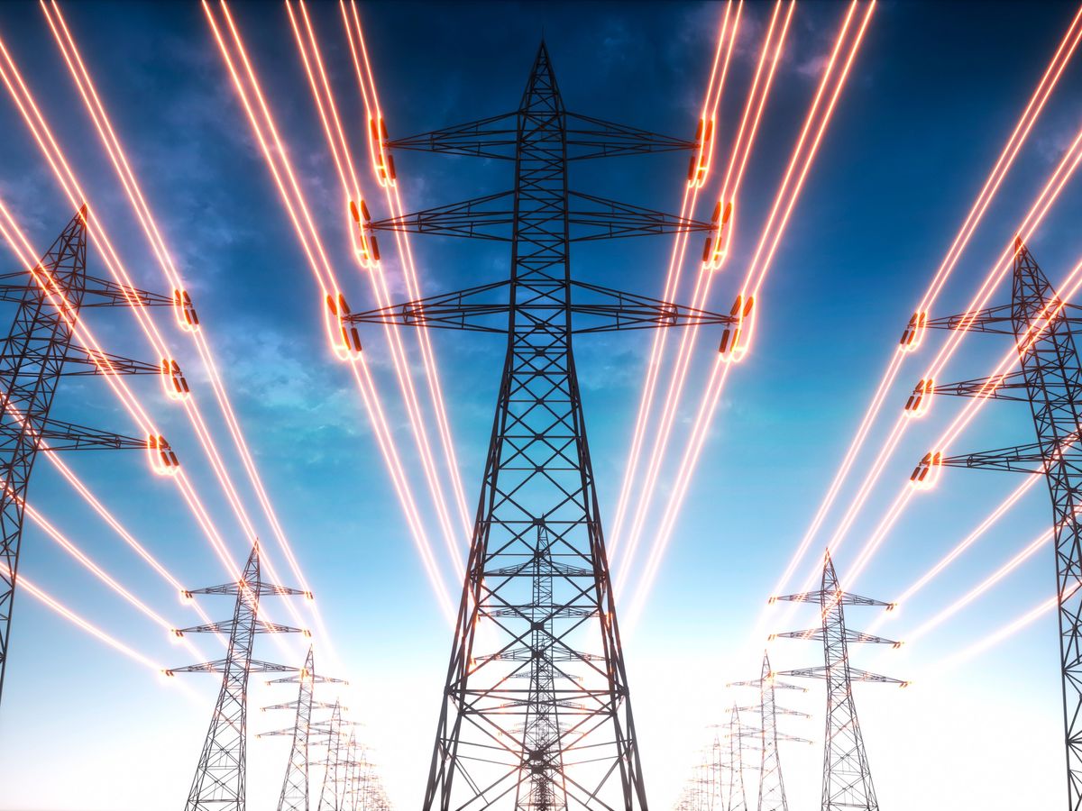 tall energy structures with glowing red lines that connect together