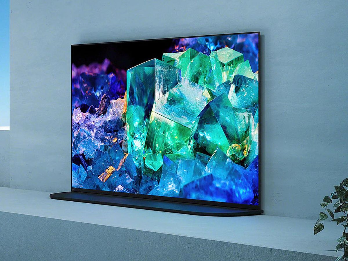 Television screen displaying closeup of crystals