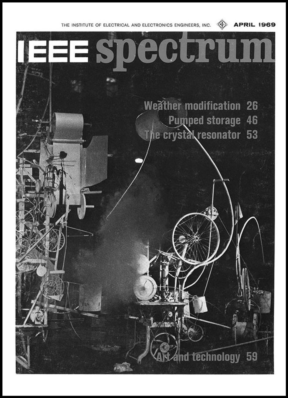The April 1969 cover of IEEE Spectrum featured Homage to New York, a self-destructing sculpture built by Jean Tinguely with help from Kl\u00fcver.