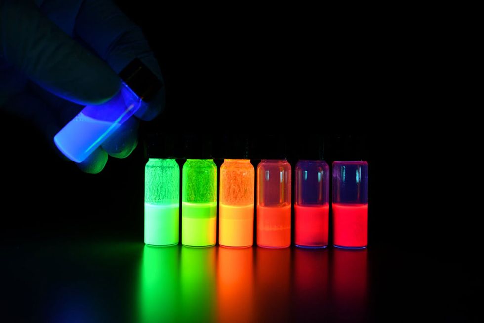 The nanocrystals developed by Xiaogang Liu\u2019s group can be fine-tuned to emit colors when irradiated.