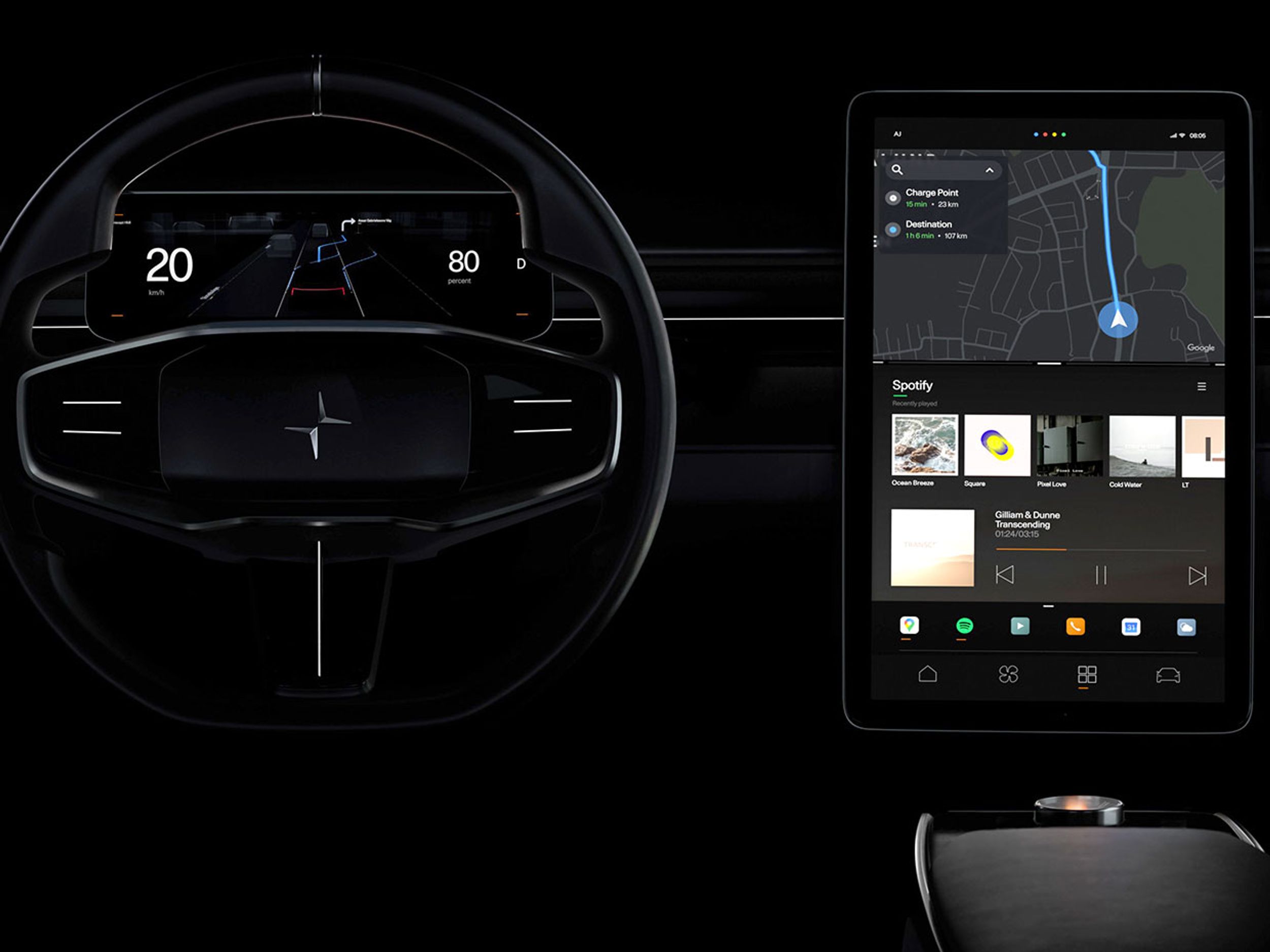 The NEXT-GEN Android OS system in the Polestar Precept.