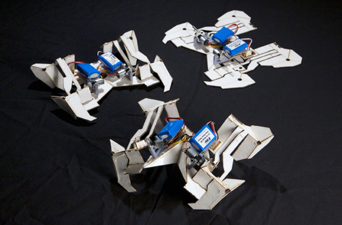 Self-Folding Origami Robot Goes From Flat to Walking in Four Minutes