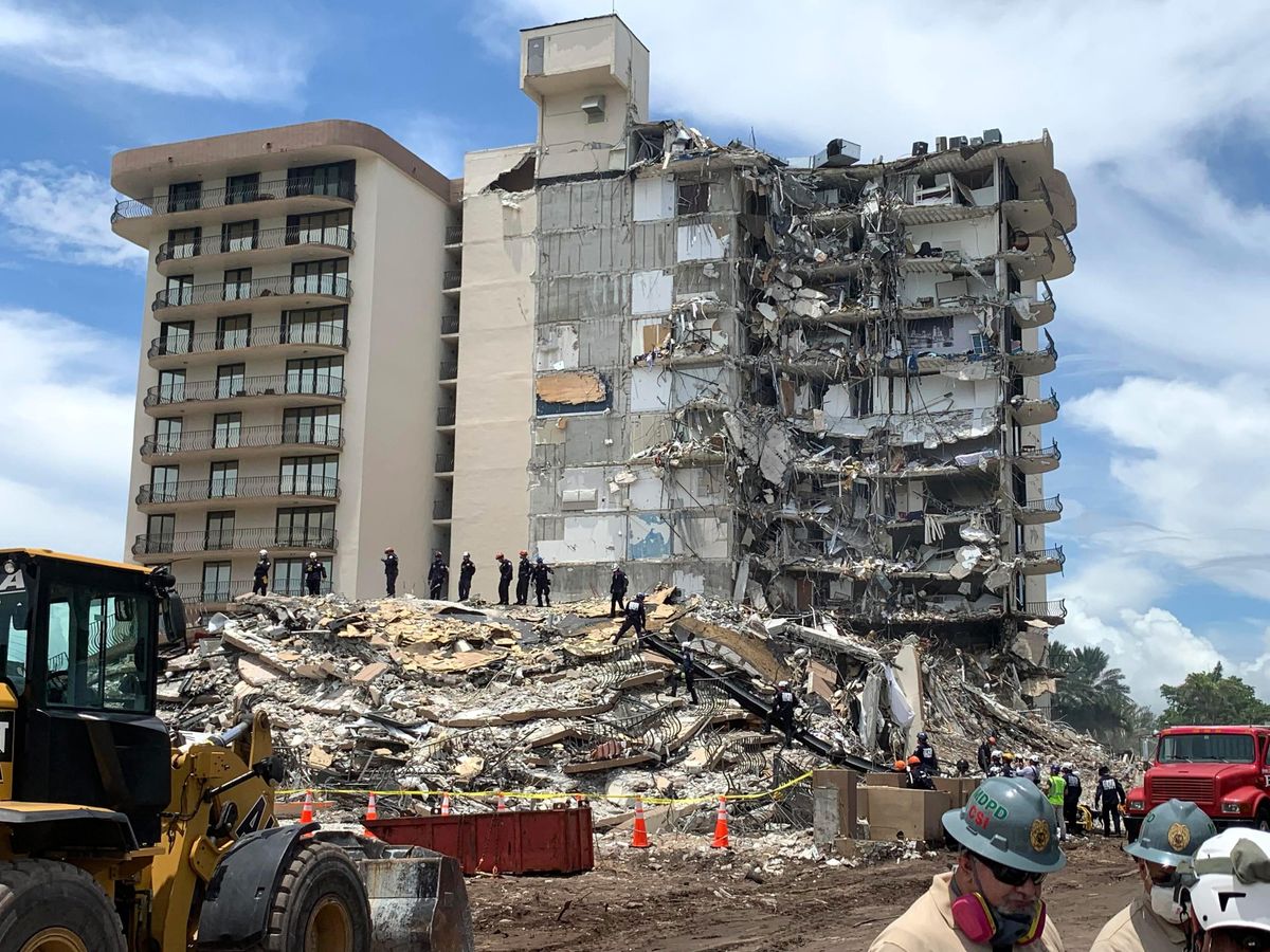 The site of the Champlain Towers South partial collapse in Surfside, Florida.