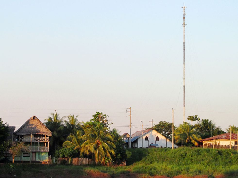 Tower installed in the village of Varadero deep into the Peruvian Amazon in 2012.