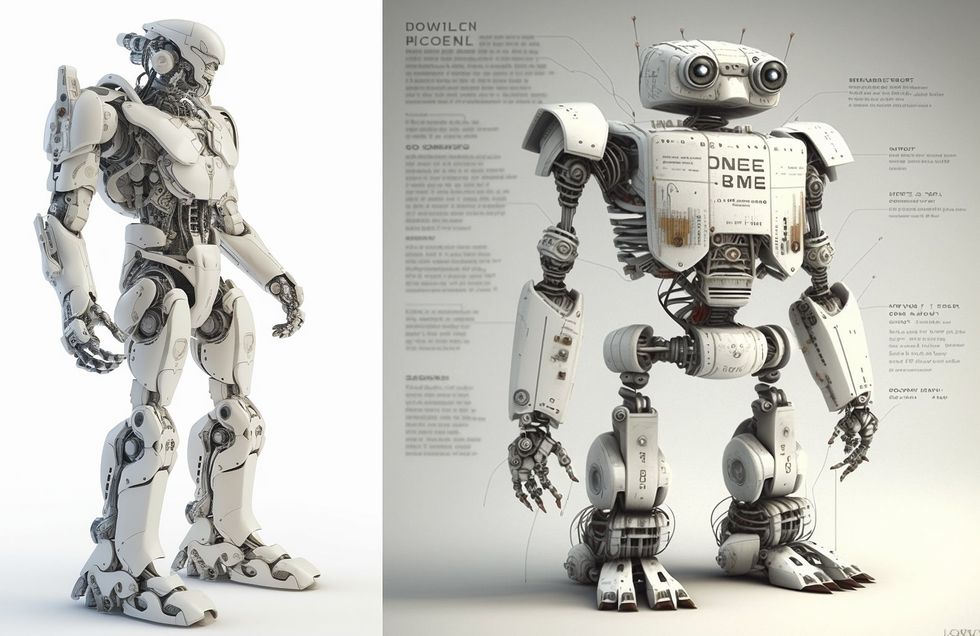 Two images of humanoid robots.  