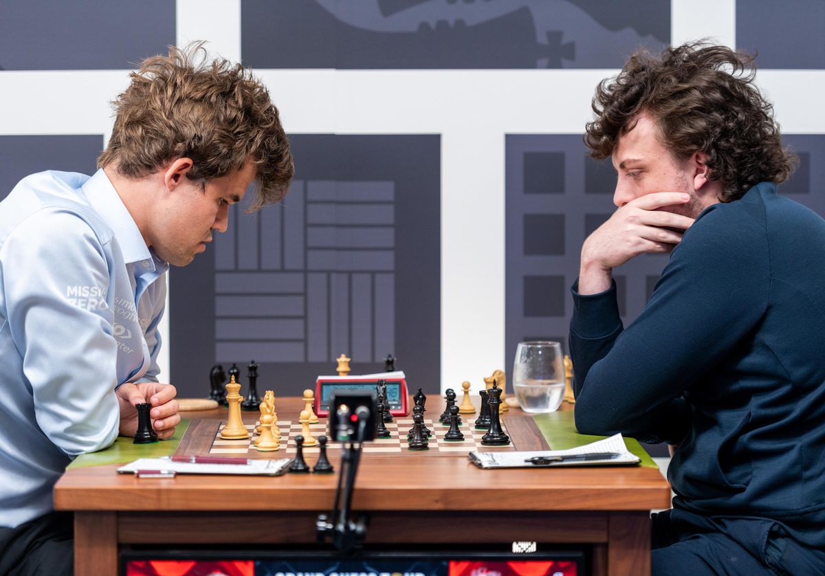 Two men playing chess