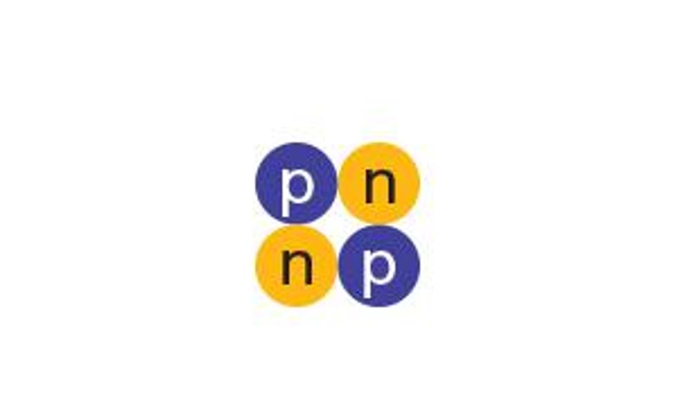 two rows of two circles with P and N in the center